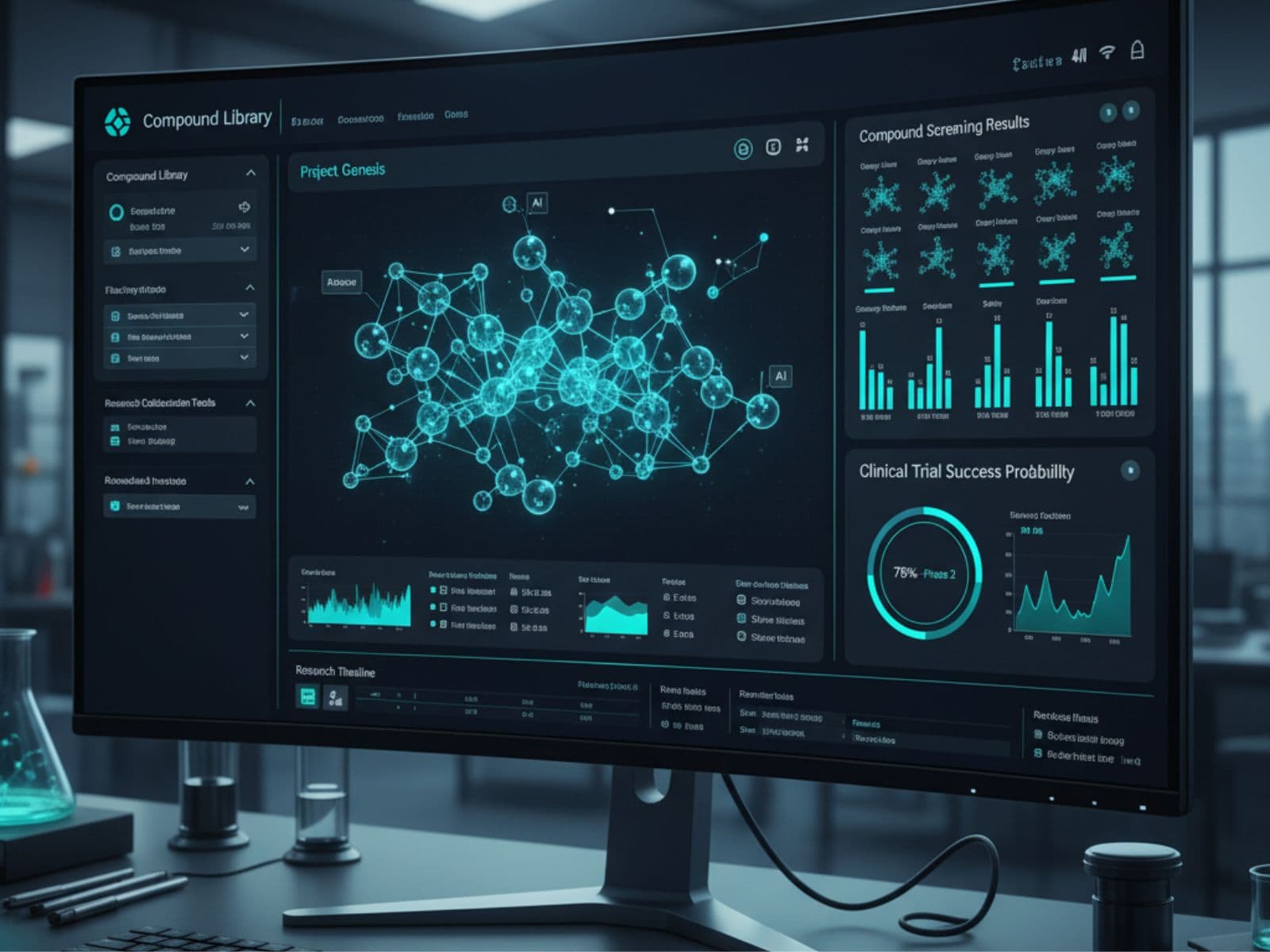 3D protein folding model with AI predictions