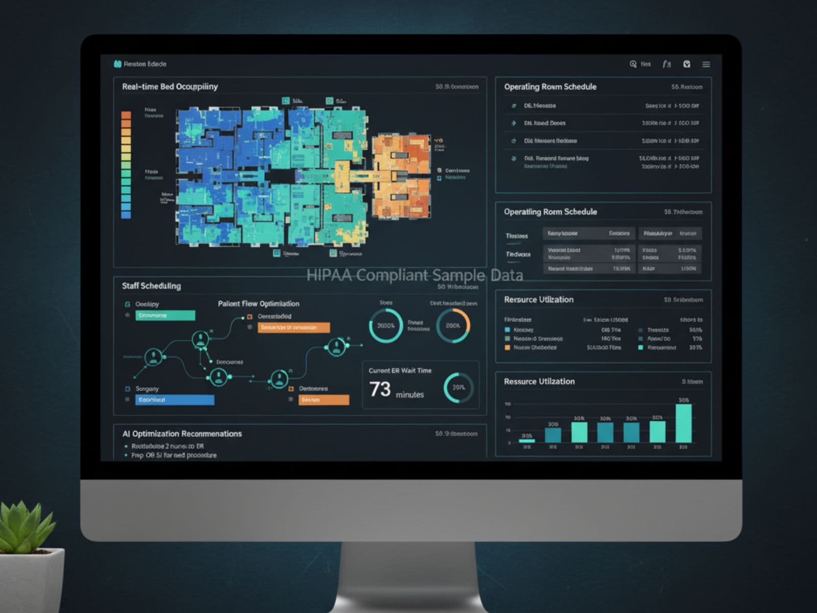 Hospital command center dashboard with AI predictions