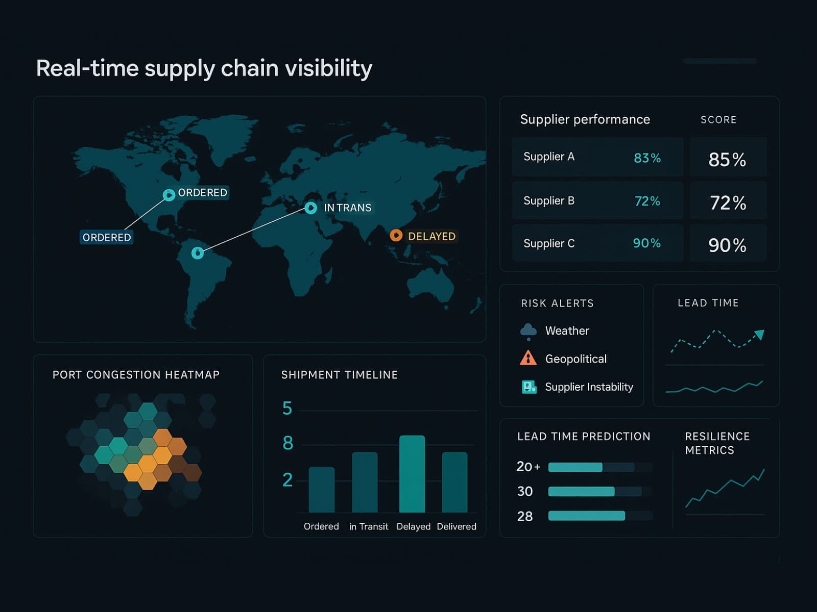 Real-time supply chain visibility and risk monitoring dashboard