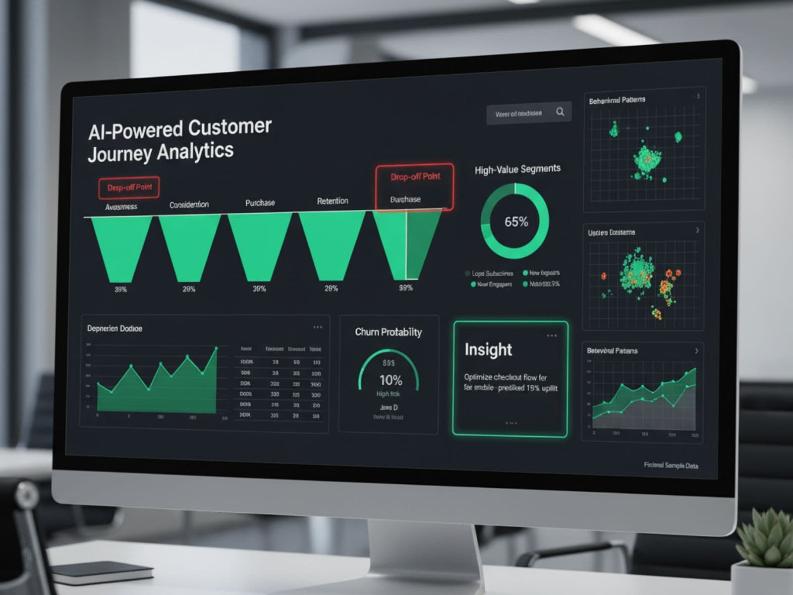 Customer journey funnel with AI insights and predictions