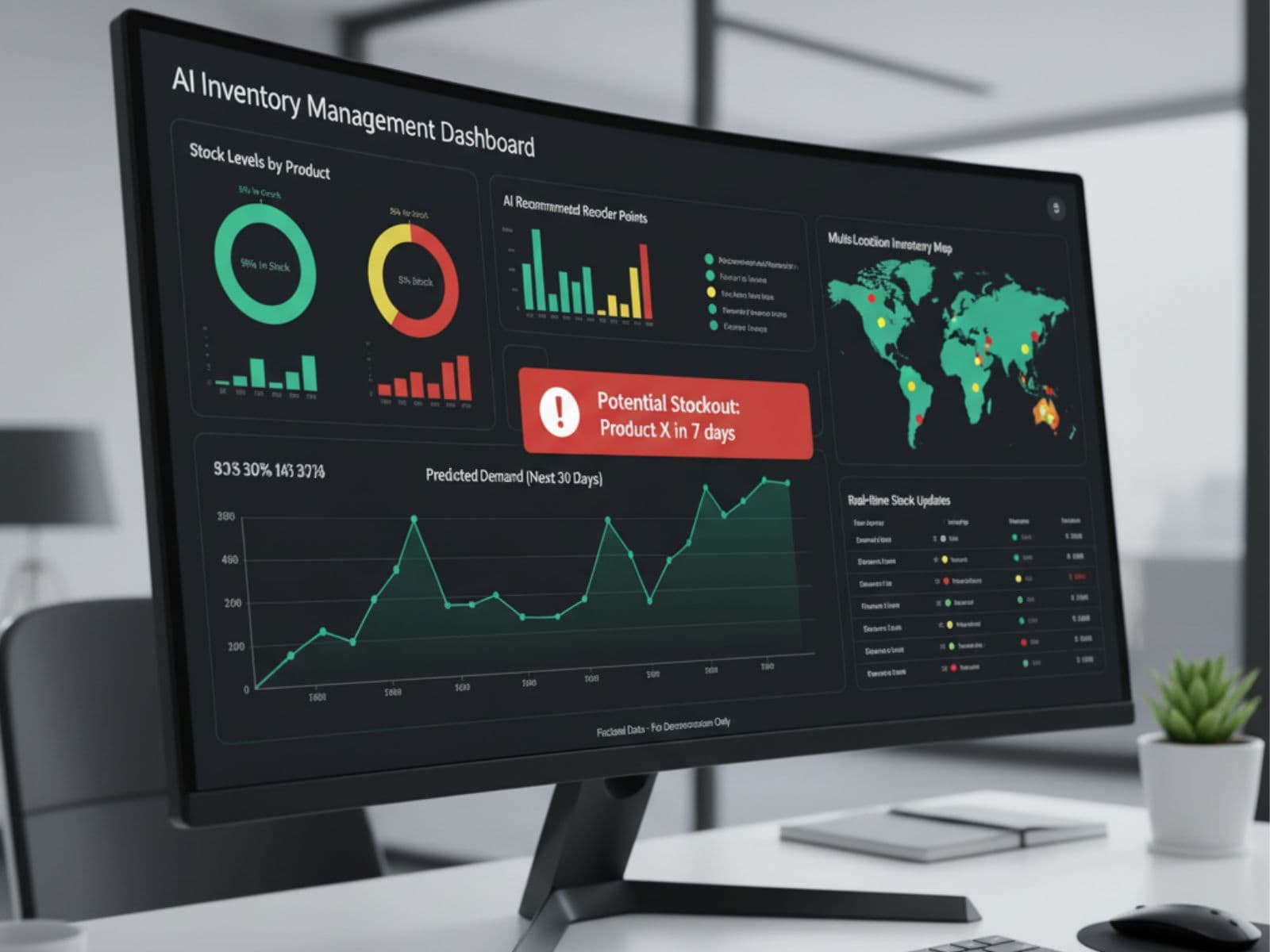 AI inventory management dashboard with demand predictions