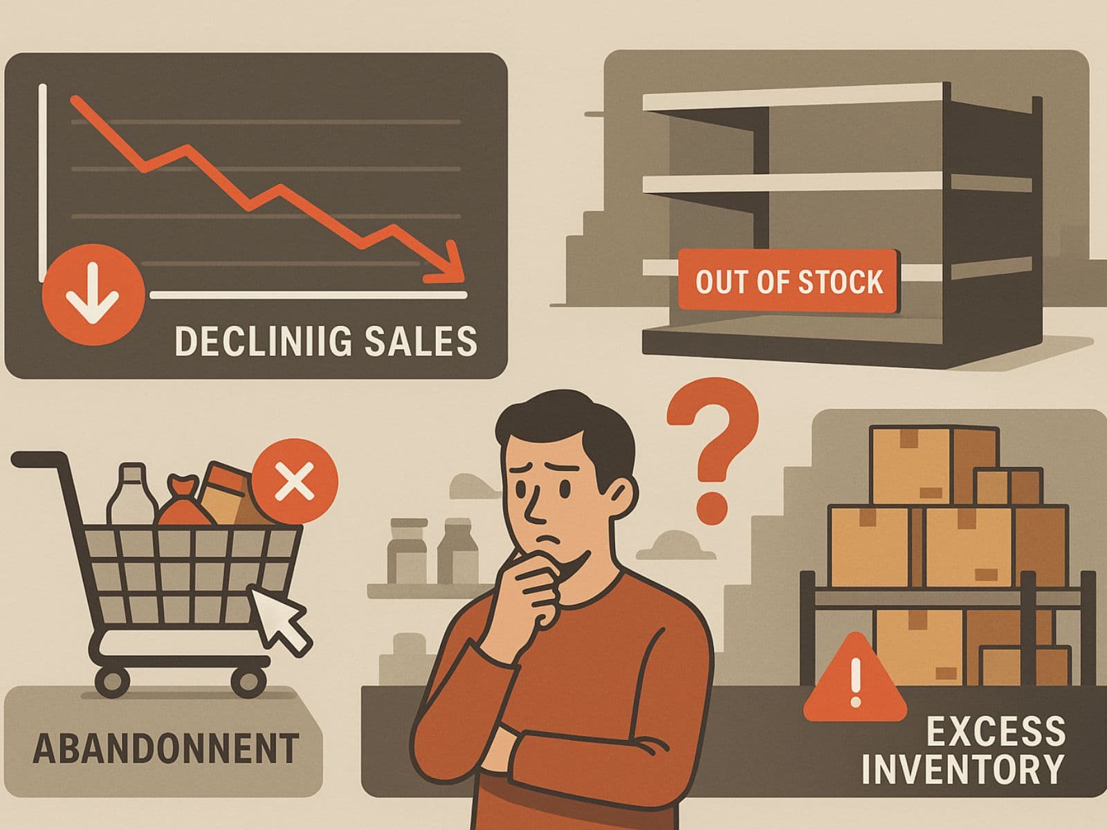 Common retail challenges: fluctuating sales, stockouts, cart abandonment