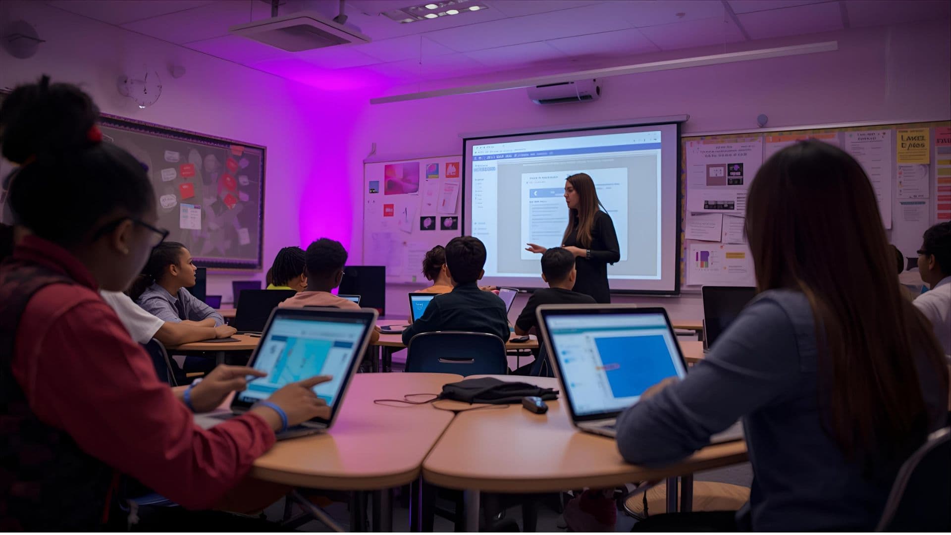 Students learning with AI-powered personalized education platform
